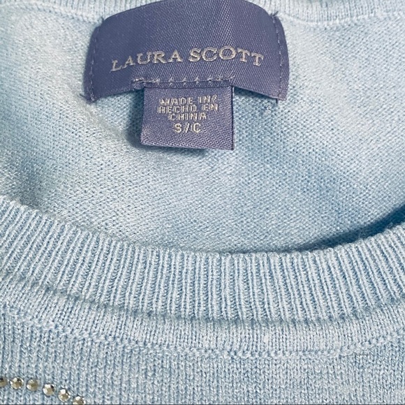 𝅺laura Scott blue bling long sleeve sweater NWT - Picture 7 of 8